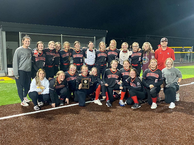 Photo submitted McDonald County's junior high girls softball squad captured the Big 8 West Conference championship on Friday, April 28, by defeating Cassville and East Newton. The team finished 12-4 overall and 8-3 in the Big 8 West.