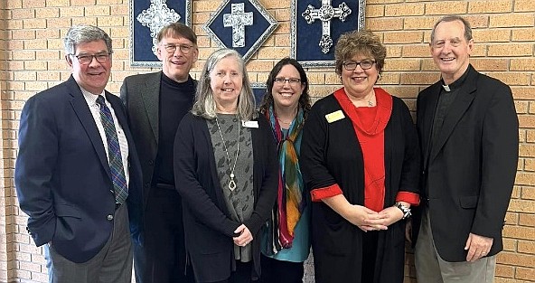 From left are the Rev. Chip Hatcher, the Rev. David Fleming, the Rev. Gail Brooks, the Rev. Leslie Roper, the Rev. J.J. Galloway, and the Rev. Danny Schieffler. - Submitted photo