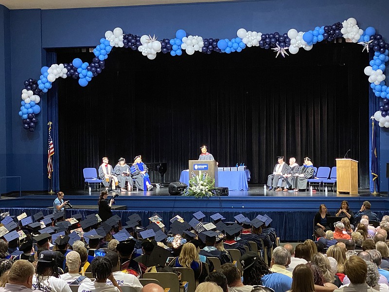 Anakin Bush/Fulton Sun
Renee Tyler, director of administration for the City of Fulton, delivers the 2023 Westminster College commencement address at Saturday's ceremony. Tyler said each graduate is prepared for greatness in the future, and is prepared to overcome challenges.