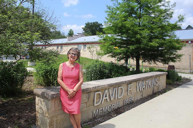 David F. Watkins Memorial Park is one of the most recognizable projects that the Park Avenue Community Association, and its chair Cynthia Rogers, has done. - Photo by Courtney Edwards of The Sentinel-Record