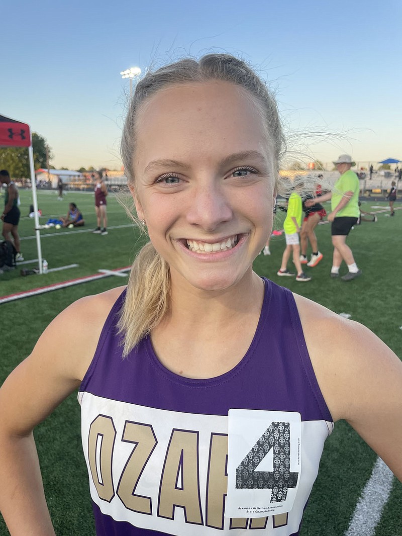 Anna Woolsey of Ozark broke the Class 4A state record in the girls 400 meters during Tuesday's meet at Clarksville,