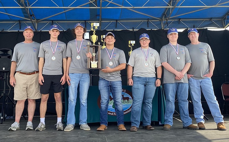 The Mountain Valley Sportsmans Association Eagles from left, head coach Ethan Little, Carder Stephens, Hunter Little, Plyler Oseguera, Josh Weed, Logan Wagnon, and coach Jason Wagnon. - Submitted photo