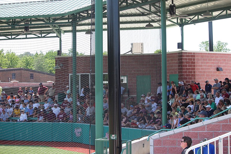Lake Hamilton and Jonesboro fans watch their two teams face off in the Class 5A state tournament May 12, 2022, at Majestic Park. - Photo by Krishnan Collins of The Sentinel-Record