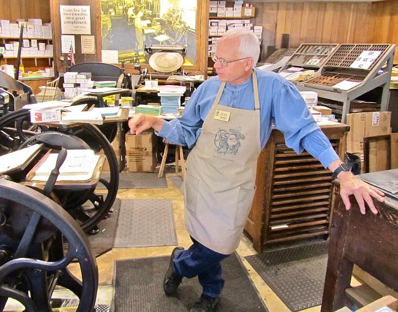 Troy Odom operates the Old Time Print Shop at Ozark Folk Center State Park.
