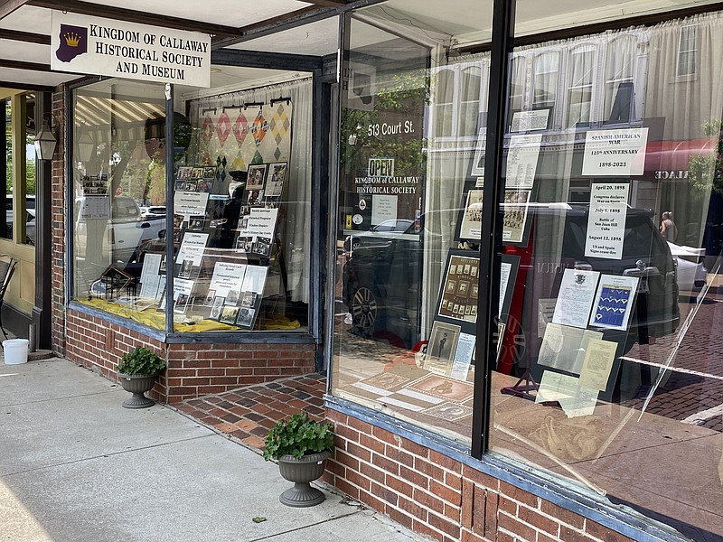 Anakin Bush/Fulton Sun
The Kingdom of Callaway County Historical Society and Museum window displays highlight history from around the county. The current display is focused on the Spanish-American War.