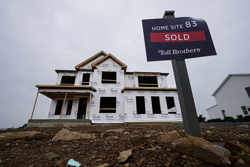 A home under construction at a development in Eagleville, Pa., Friday, April 28, 2023. On Thursday, Freddie Mac reports on this week's average U.S. mortgage rates. (AP Photo/Matt Rourke)