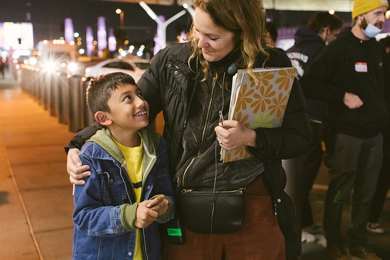 Lisa Cole, right, is shown with Ethan Mendez, an actor in “Bienvenidos a Los Angeles,” on the set in this photo courtesy of Cole. – Submitted photo