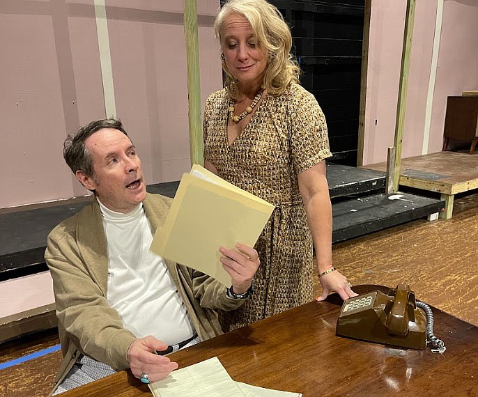 Duff Taylor is Sidney Bruhl, a one-hit-wonder playwright, and Tina Dale is his high-strung wife, Myra, in the Fort Smith Little Theatre production of “Deathtrap.”

(Courtesy Photo)