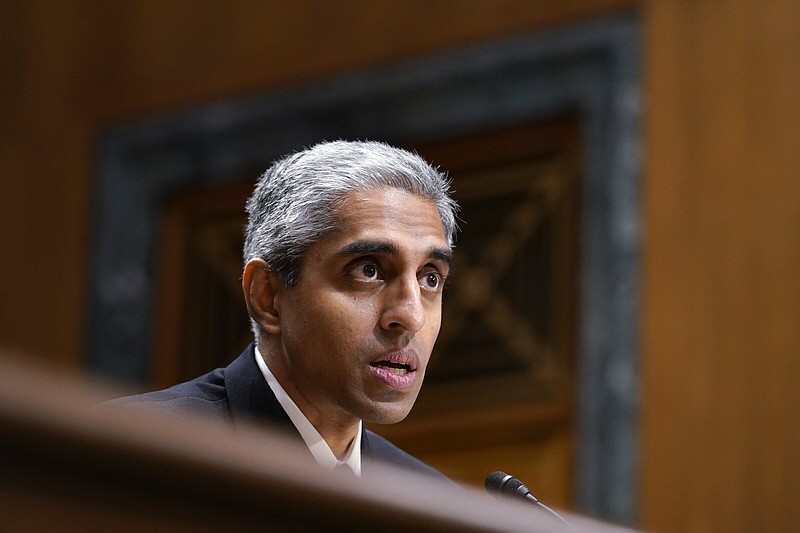 Surgeon General Dr. Vivek Murthy testifies before the Senate Finance Committee on Capitol Hill in Washington, Tuesday, Feb. 8, 2022, on youth mental health care. (AP Photo/Susan Walsh)