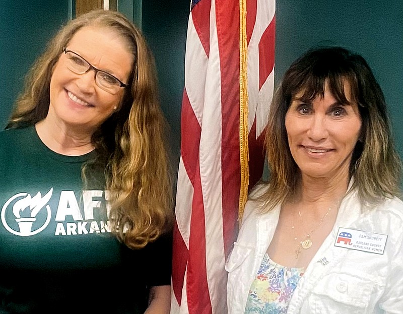 Pam Hooper, left, is shown with Pam Shurett, Garland County Republican Women 1st vice president. - Submitted photo