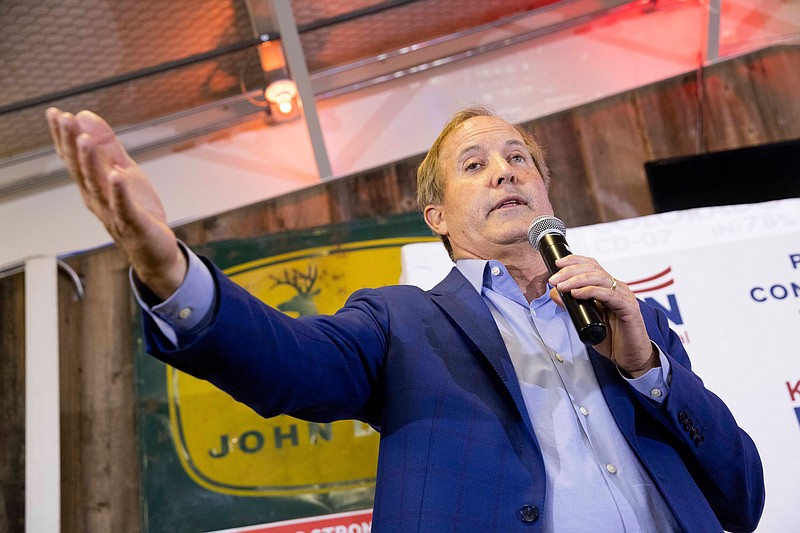 Texas Attorney General Ken Paxton speaks during a Collin County GOP Election Night Watch Party on Tuesday, Nov. 8, 2022, at Haggard Party Barn in Plano, Texas. (Juan Figueroa/The Dallas Morning News/TNS)