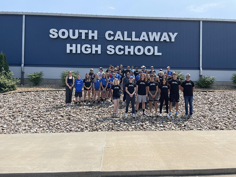 Andrea Merritt/Fulton Sun
South Callaway Pride Marching Band poses during a send-off to the 2023 National Memorial Day Parade on May 25.