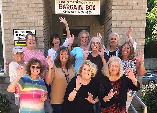 Back, from left, are Kathy McConkie, Dianna Thayer, Carol Mattson, Nancy Doyle, and Karen DeMott; and front, from left, are Jan Meyer, Jeanette Cline, Michael Carr, Bargain Box coordinator, Jamie Williams, Billie Sisler, and Helen Bumpas. Not pictured are Mary James, Dick Mattson, Jackie and Pat Edwards, Linda Logsdon, Kay Skoog, and Judy Hoefer. - Submitted photo