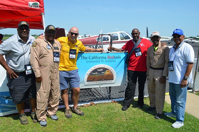The Black Pilots of Amercia chapter that flew the furthest distance last year to participate in Operation Skyhook is the California Redtails including Rayvon Williams (left) Jarvis Delaine, Trevor Sewell, Eric Williams, Milton Ames and Rudy Melson. (Special to The Commercial/Richard Ledbetter)