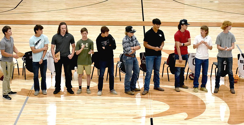 Mark Humphrey/Enterprise-Leader
Lincoln's varsity baseball team, shown during the school's athletic awards banquet held at Wolfpack Arena on Tuesday, May 23, 2023, finished 9-10 overall and qualified for regionals. The Wolves posted a 7-5 conference record in 3A-1 play.