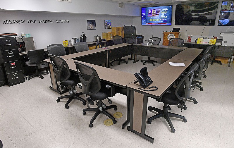 Chairs surround a conference table Thursday in a training room utilized by Washington County Arkansas Emergency Management at the Arkansas Fire Training Academy in Lincoln. Washington County is planning for the construction of a new Emergency Operations Center. Visit nwaonline.com/photo for today's photo gallery. 
(NWA Democrat-Gazette/Andy Shupe)