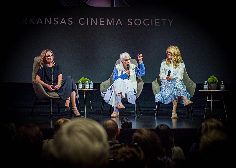 Academy Award-nominated actor Diane Ladd (center), as moderator Jayme Lemons (left) and Ladds daughter, Academy Award-winning actor Laura Dern, look on at the Arkansas Cinema Societys inaugural event at the Arkansas Museum of Fine Arts last month.  Photo by AL TOPICH/SPecial to the Democrat-Gazette