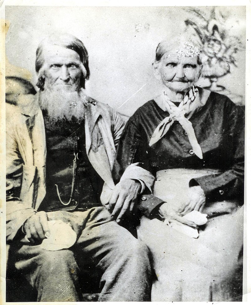 Van WinkleSylvanus Blackburn and his wife Catherine are pictured here not too long before their passing. They settled in the War Eagle area before Arkansas was a state, built and rebuilt a mill, raised 17 children and were buried together, dying within days of each other.

(Courtesy Photo/Vintage Bentonville)