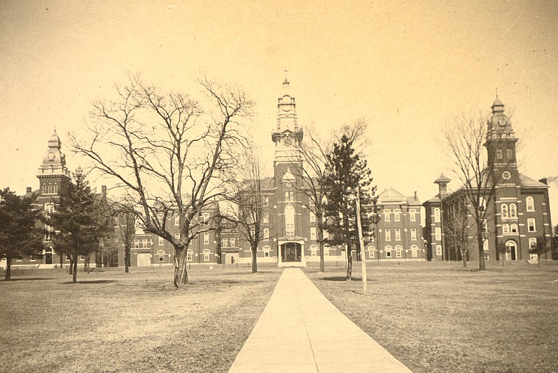 Photo courtesy of the Kingdom of Callaway Historical Society
The Missouri School for the Deaf campus, architect M. Fred Bell, as it appeared in 1898.