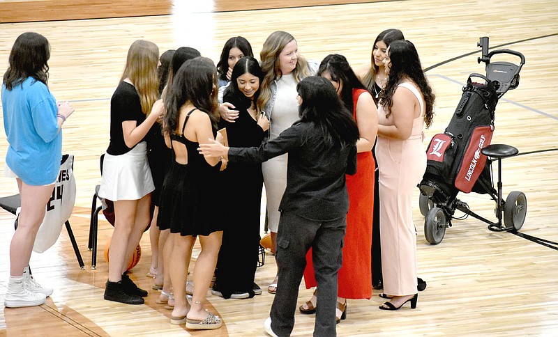 Mark Humphrey/Enterprise-Leader
An emotional moment occurred during Lincoln's athletic banquet held at Wolfpack Arena on Tuesday, May 23, 2023, when Ashtin Brewer announced she wouldnt be coaching girls soccer at Lincoln next year. She hugged her players and told them not to hesitate to contact her if they need anything in the future.