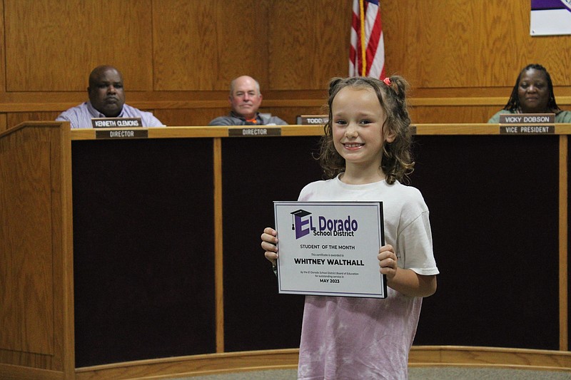 Whitney Walthall, a first-grader at Yocum Primary, was one of two Students of the Month for May. (Caitlan Butler/News-Times)