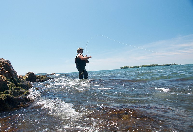 “Paddle Don” Cranfill fishes for smallmouth bass on Middle Bass Island in Lake Erie. (Brandon Butler/Driftwood Outdoors)