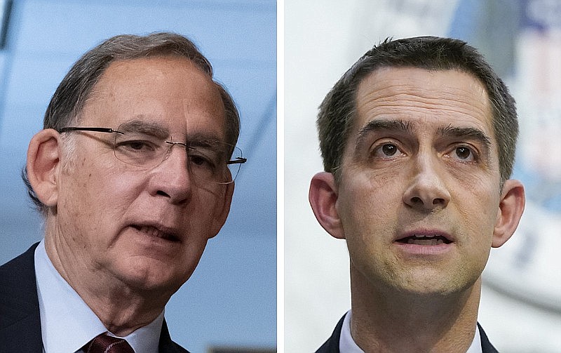 Sen. John Boozman of Rogers, left, supported passage of the debt ceiling measure, but Sen. Tom Cotton of Little Rock opposed it for its affect on defense spending. (Submitted photo)