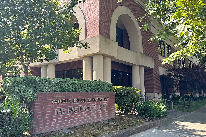 The offices of the Roman Catholic Diocese of Sacramento are seen in Sacramento, Calif., Monday, June 5, 2023. Sixteen migrants from Venezuela and Colombia were brought to the diocese's offices on Friday, June 2, 2023, after being flown from Texas to Sacramento. (AP Photo/Tran Nguyen)