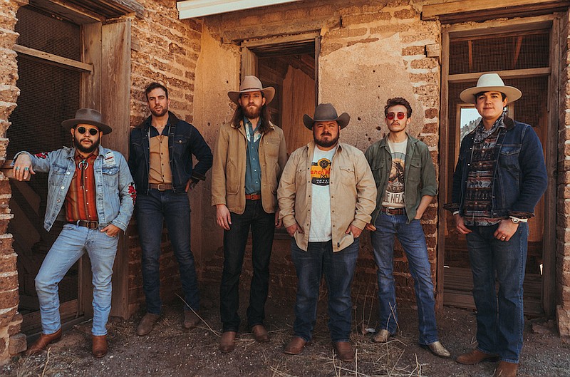 Country-Americana band Flatland Cavalry, made up of Jonathan Saenz (from left), Jason Albers, Reid Dillon, Wesley Hall, Adam Gallegos and Cleto Cordero, perform today at The Hall in Little Rock with special guest Emily Nenni. The band is on a tour to support their most recent album, "Songs to Keep You Warm." While on this tour the band will also join Luke Combs for 16 dates of his sold-out stadium tour later this year. For concert specifics, see the Live Music listings.
(Special to the Democrat-Gazette/Fernando Garcia)