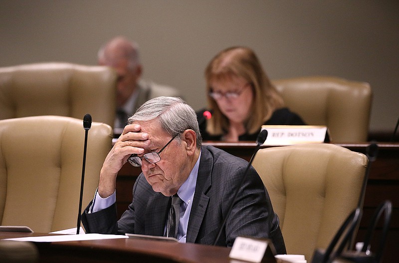 Rep. Jack Ladyman, R-Jonesboro, looks over his notes Nov. 1 during a budget hearing at the state Capitol in Little Rock. 
(File Photo/Arkansas Democrat-Gazette/Thomas Metthe)