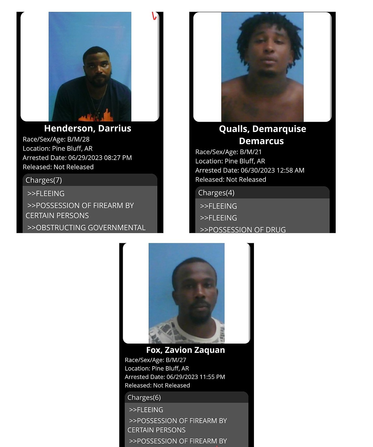 Three Pine Bluff men arrested on drug charges in Hampton traffic stop ...