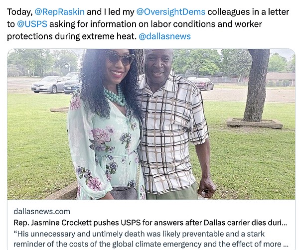 Rep. Jasmine Crockett pushes USPS for answers after Dallas carrier dies