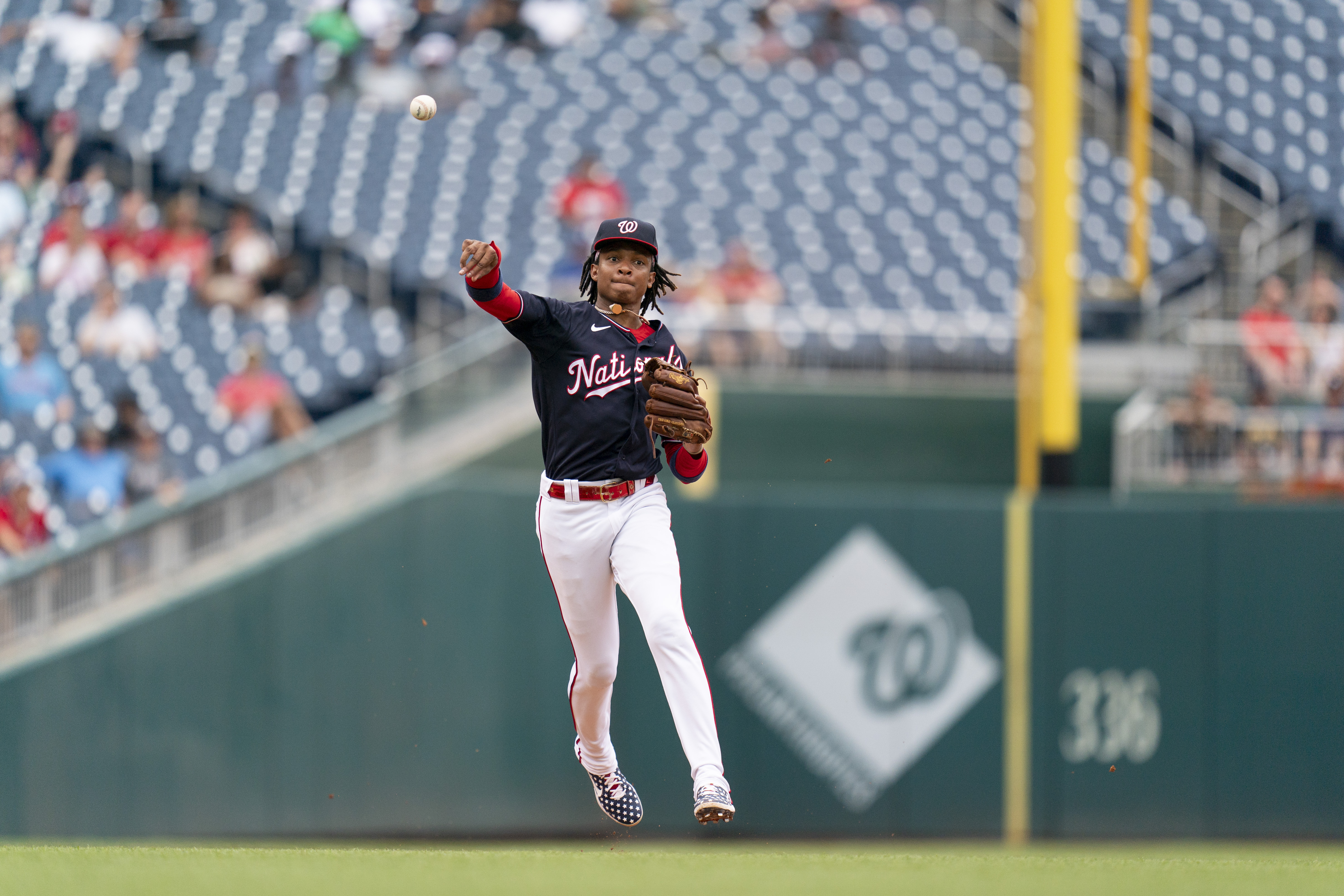 WASHINGTON, DC - July 09: Washington Nationals starting pitcher Patrick  Corbin (46) pitches during the Texas Rangers versus the Washington Nationals  on July 9, 2023 at Nationals Park in Washington, D.C. (Photo