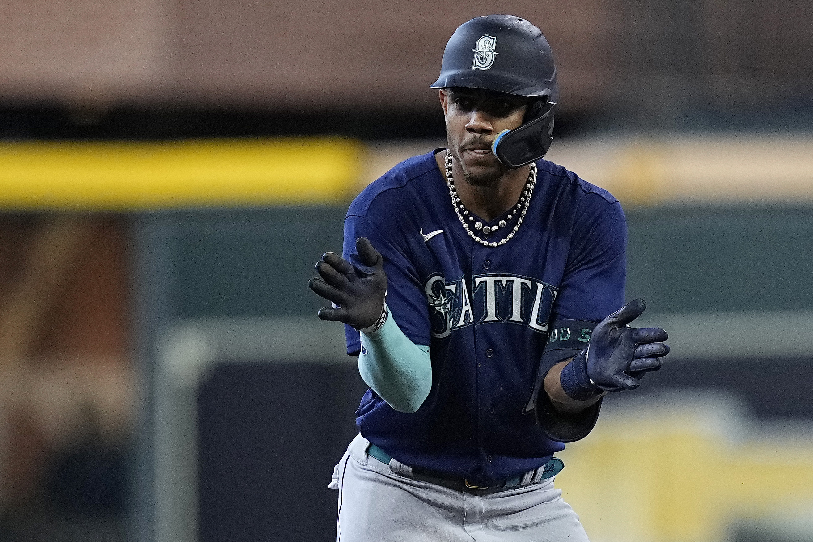 Seattle Mariners' Julio Rodriguez plays during a baseball game