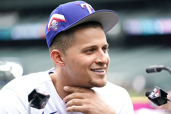 Corey Seager of the Los Angeles Dodgers smiles on the field during