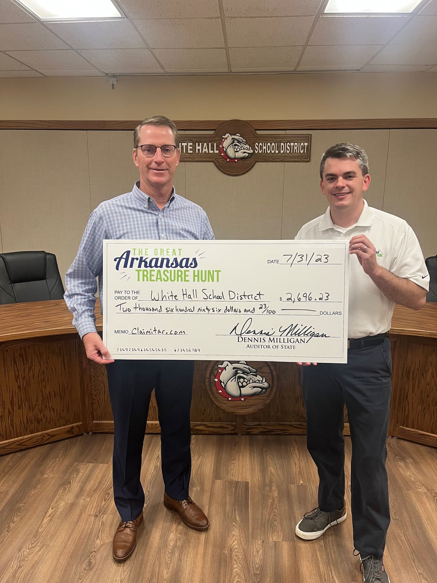 WHSD receives check from state
