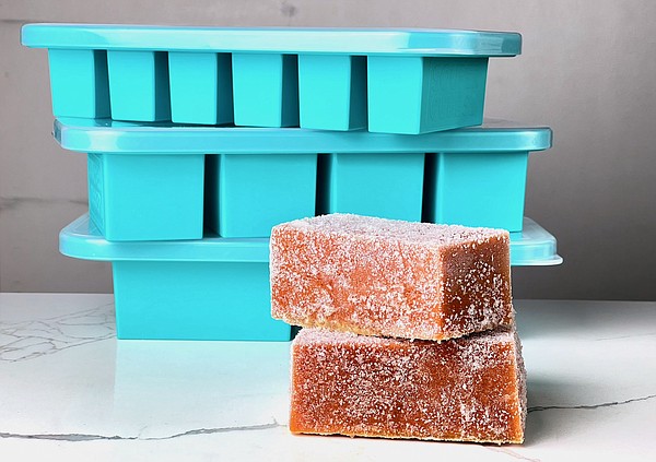 Freeze food in giant silicone ice cube trays! Space efficient in