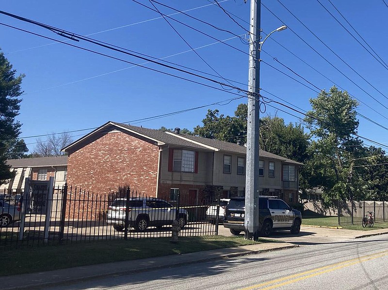 Police cars are parked Saturday outside an apartment complex at 1557 N. Leverett Ave. in Fayetteville. A 49-year-old man was found dead with suspicious injuries, according to police.

(Courtesy Photo/Fayetteville Police Department)