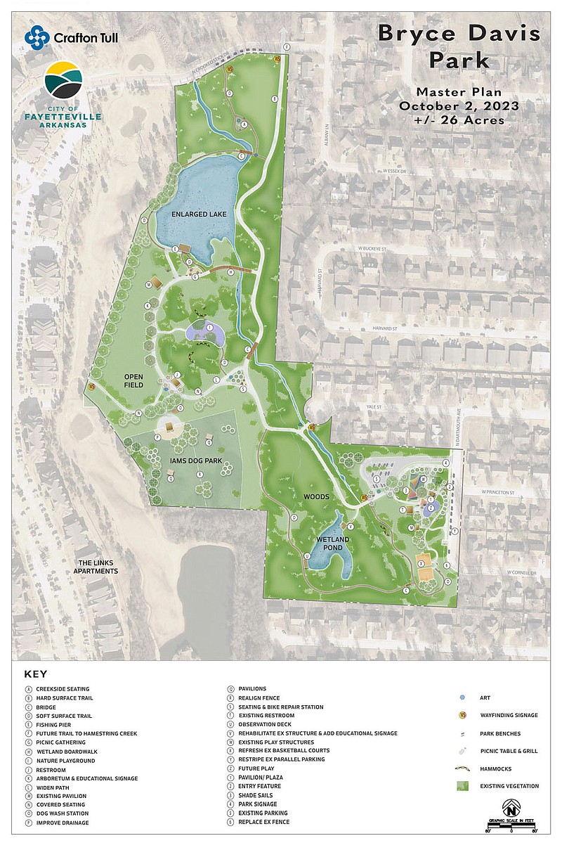 A drawing shows the proposed concept for Bryce Davis Park in west Fayetteville. (Courtesy/Fayetteville)