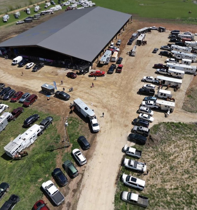 Courtesy/Hannah Kaufman 
Riders and their families set up at the Mane Event Center for equine events such as mounted shooting, barrel racing, fun shows and obstacle courses.