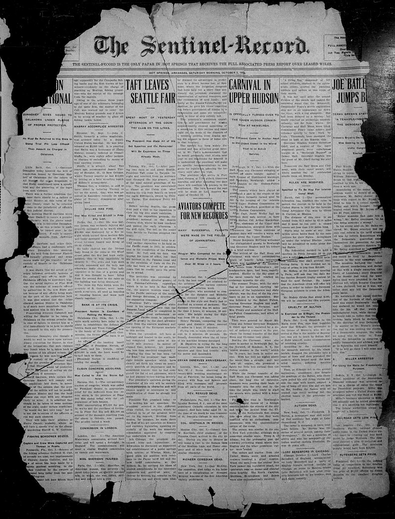 The oldest digitized issue of The Sentinel-Record on the Chronicling America website run by the Library of Congress dates back to Oct. 2, 1909. Photo is courtesy of Chronicling America/Library of Congress. - Submitted photo