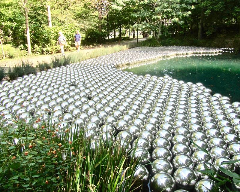 Yayoi Kusama's "Narcissus Garden" is composed of nearly 1,800 mirrored spheres. (Special to the Democrat-Gazette/Jack Schnedler)