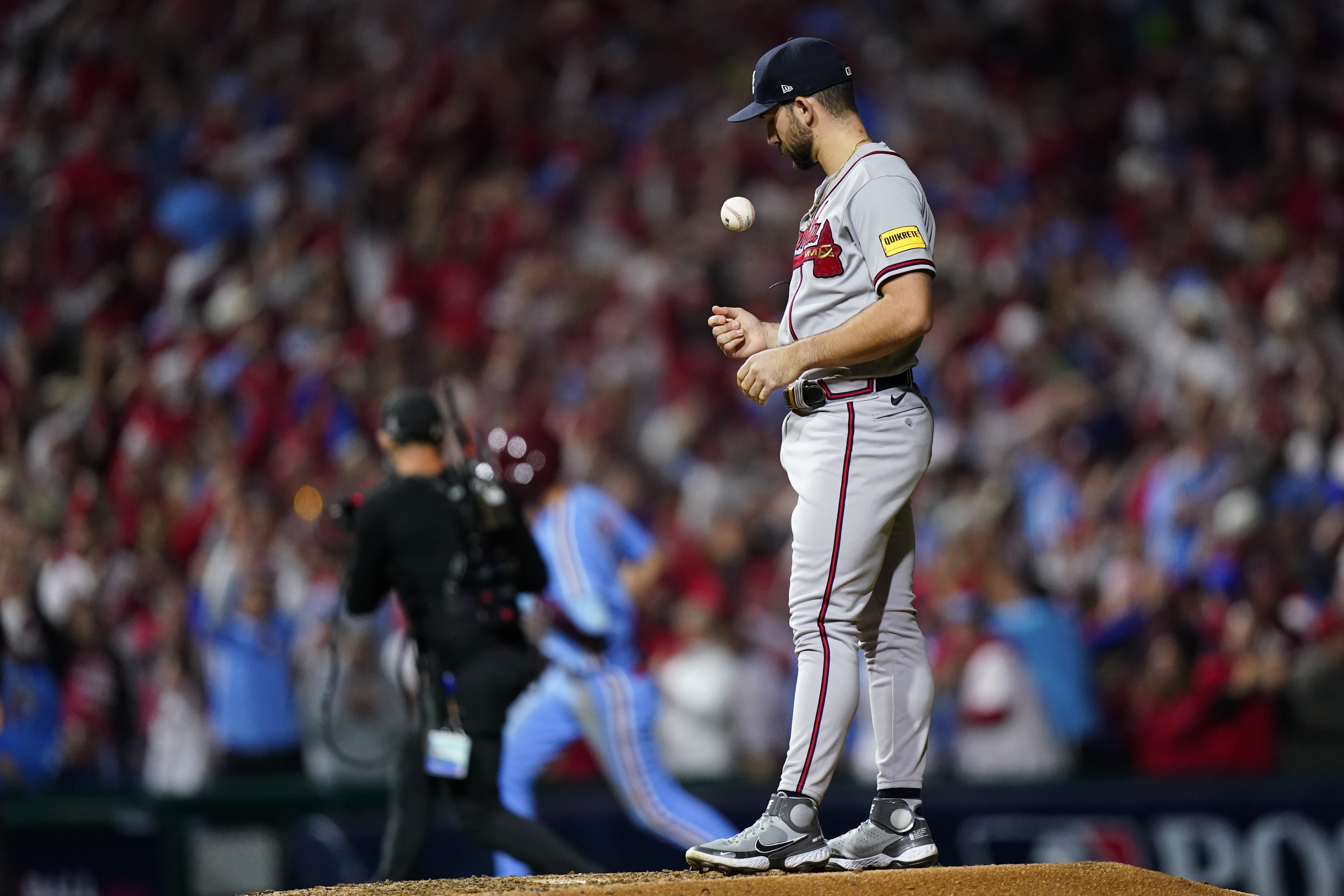 Phillies' Bryce Harper OK after collision at first base: 'He just hit my  funny bone