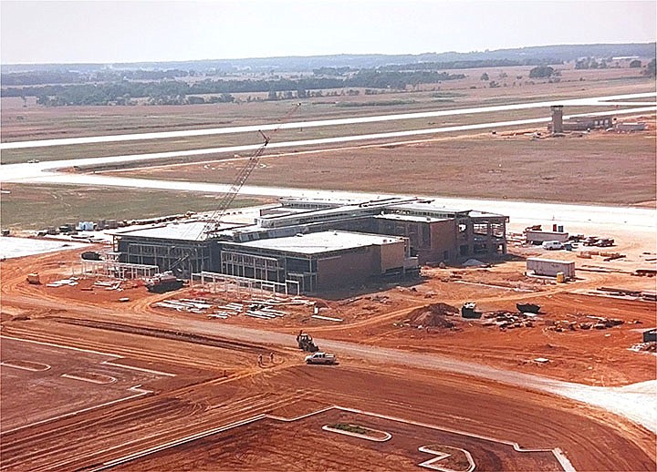 Northwest Arkansas National Airport under construction near Highfill. The airport celebrates it's 25-year anniversary on Wednesday. Building a new airport in the middle of nowhere Arkansas in the 1990s was never guaranteed.
(Courtesy Photo/Northwest Arkansas National Airport)