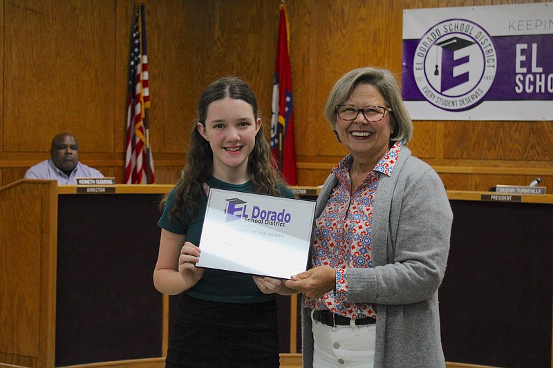 Barton Junior High student Autumn Kingery was the El Dorado School District's Student of the Month for October. (Caitlan Butler/News-Times)