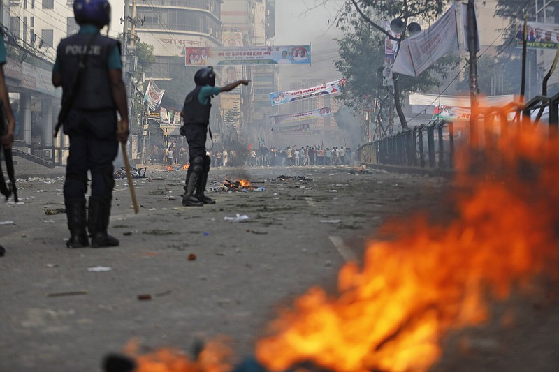 Police and opposition party supporters clash in Bangladesh