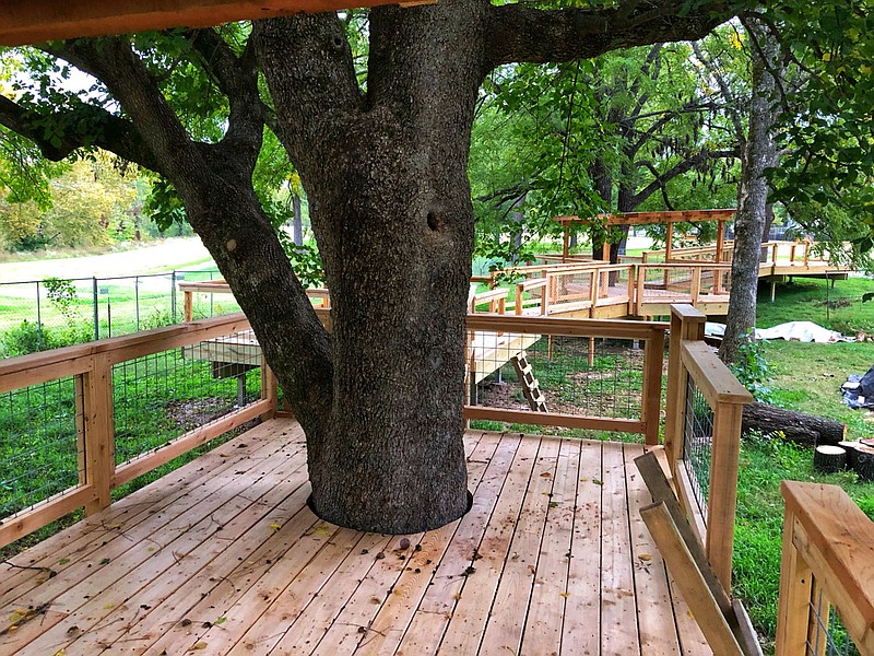 The tree house seen here in a Bella Vista park is set to open to the public on Saturday, Nov. 4, 2023, according to an announcement from Trailblazers and Natural State Treehouses.
(PROVIDED BY NATURAL STATE TREEHOUSES)