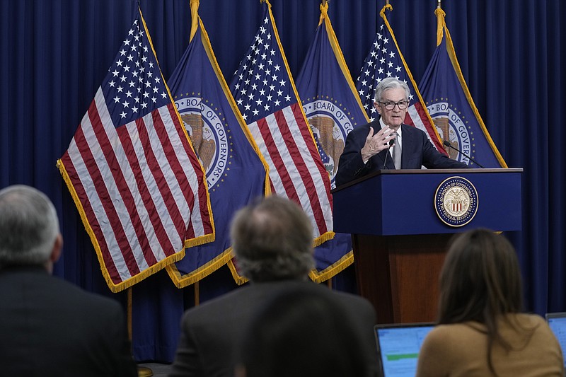 Federal Reserve Chair Jerome Powell speaks during a news conference at the Federal Reserve in Washington, Wednesday, Nov. 1, 2023. The Federal Reserve kept its key short-term interest rate unchanged Wednesday for a second straight time but left the door open to further rate hikes if inflation pressures should accelerate in the months ahead.(AP Photo/Susan Walsh)