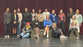 The cast of the EHS Drama III/IV class's production of "Bus Stop" is pictured in this contributed photo taken on Halloween. (Courtesy of Hannah Davis/Special to the News-Times)