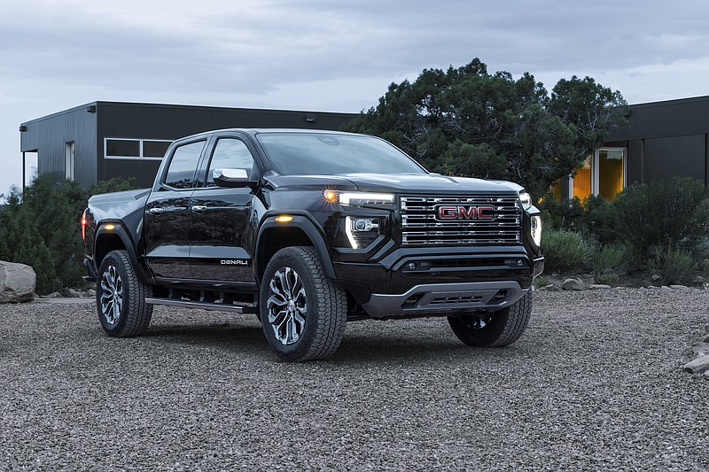 The 2023 GMC Canyon Denali carries itself with a substantial presence, boosted by a stock two-inch lift that is ready for off-road adventures. (Photo courtesy of GMC)